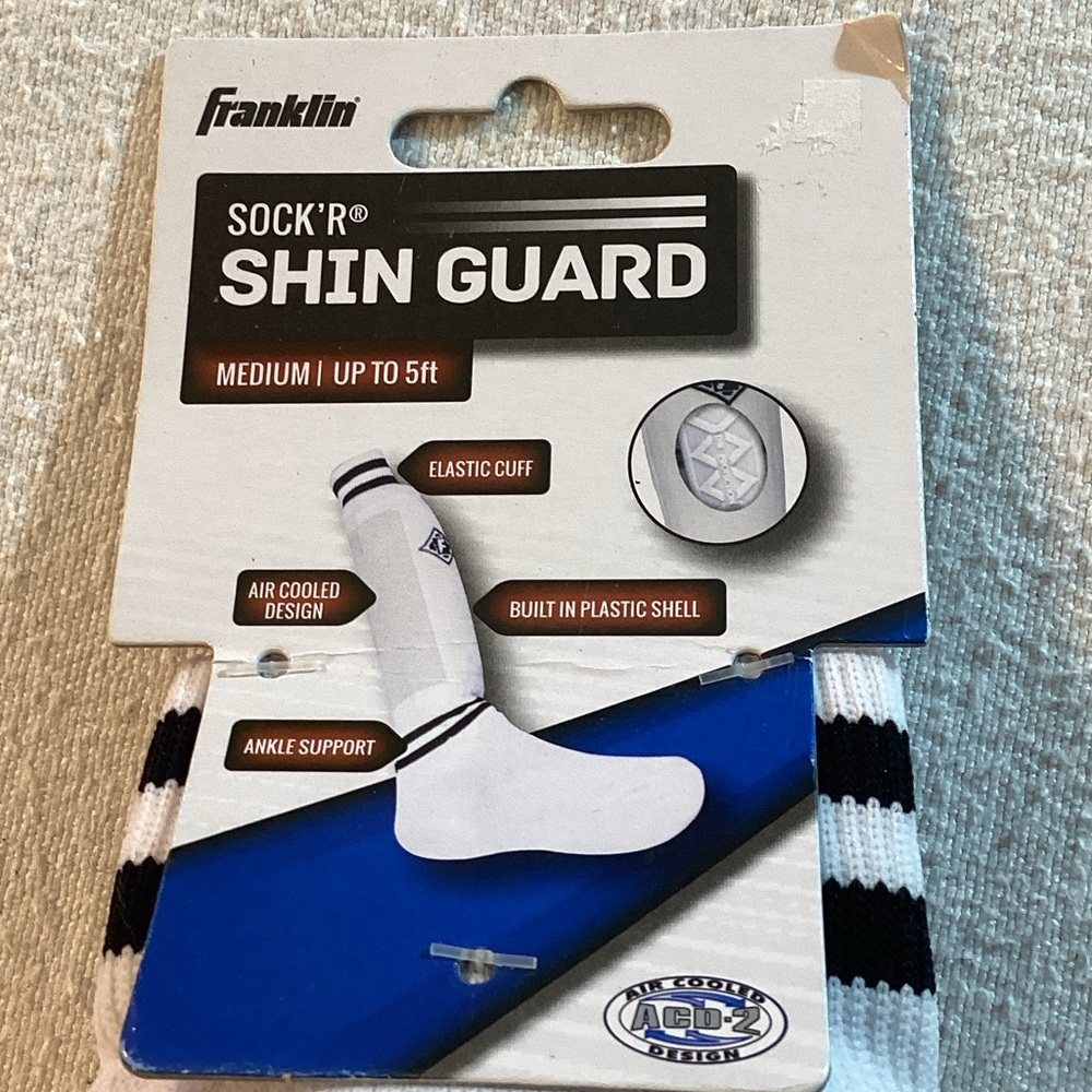 Franklin Black and White Athletic Socks with Shin Guard